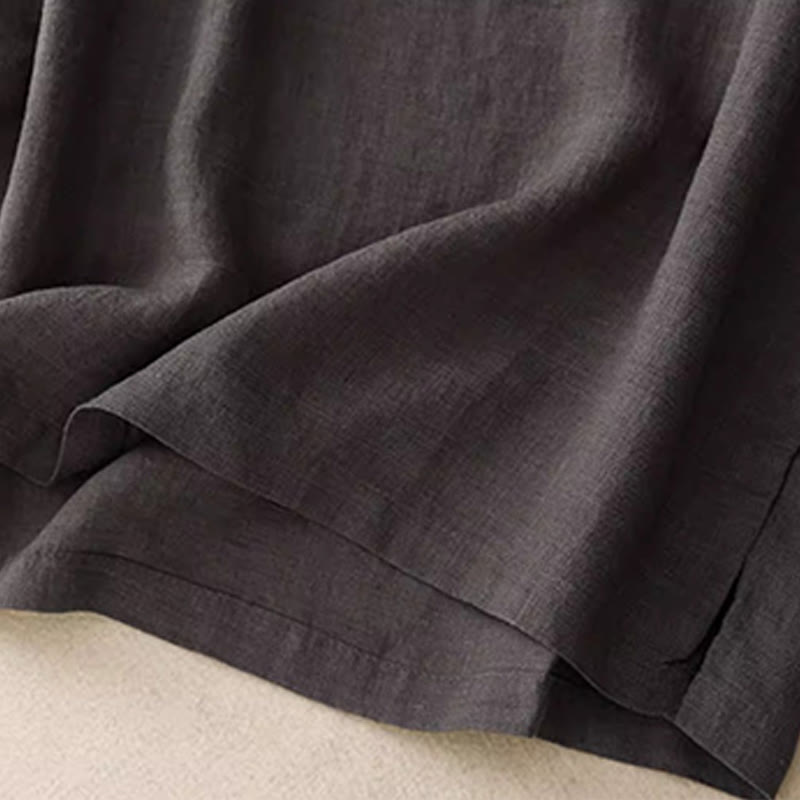 Buddha Stones Lässige, reine Farbstickerei, Patchwork-Design, ärmellos, Rundhalsausschnitt, Damen-Weste aus Baumwolle und Leinen - image 17