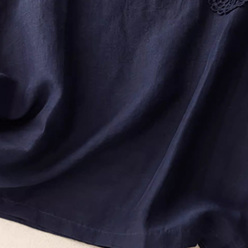 Buddha Stones Lässige, reine Farbstickerei, Patchwork-Design, ärmellos, Rundhalsausschnitt, Damen-Weste aus Baumwolle und Leinen - image 9