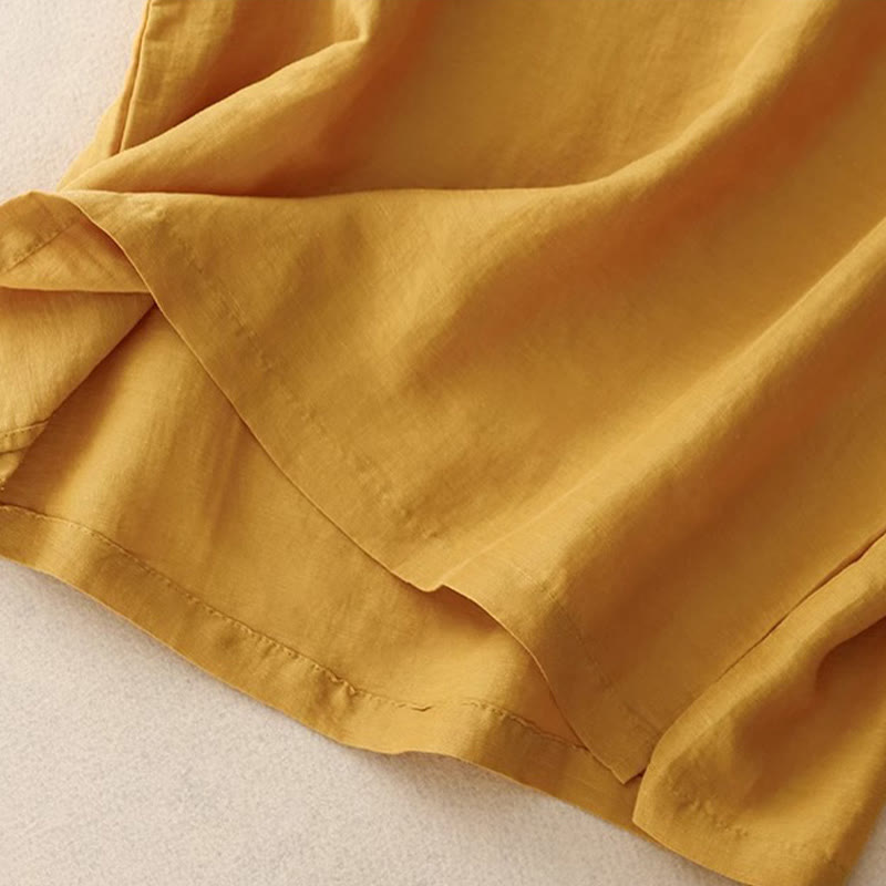 Buddha Stones Lässige, reine Farbstickerei, Patchwork-Design, ärmellos, Rundhalsausschnitt, Damen-Weste aus Baumwolle und Leinen - image 4