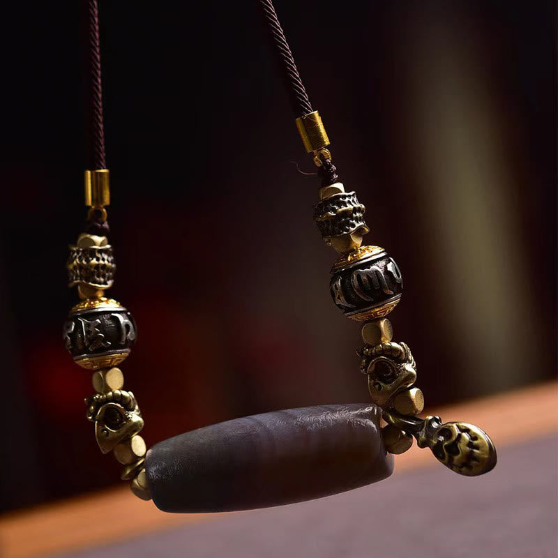 Buddha Stones Tibet Dzi Bead Om Mani Padme Hum Schutz Halskette Anhänger - image 1