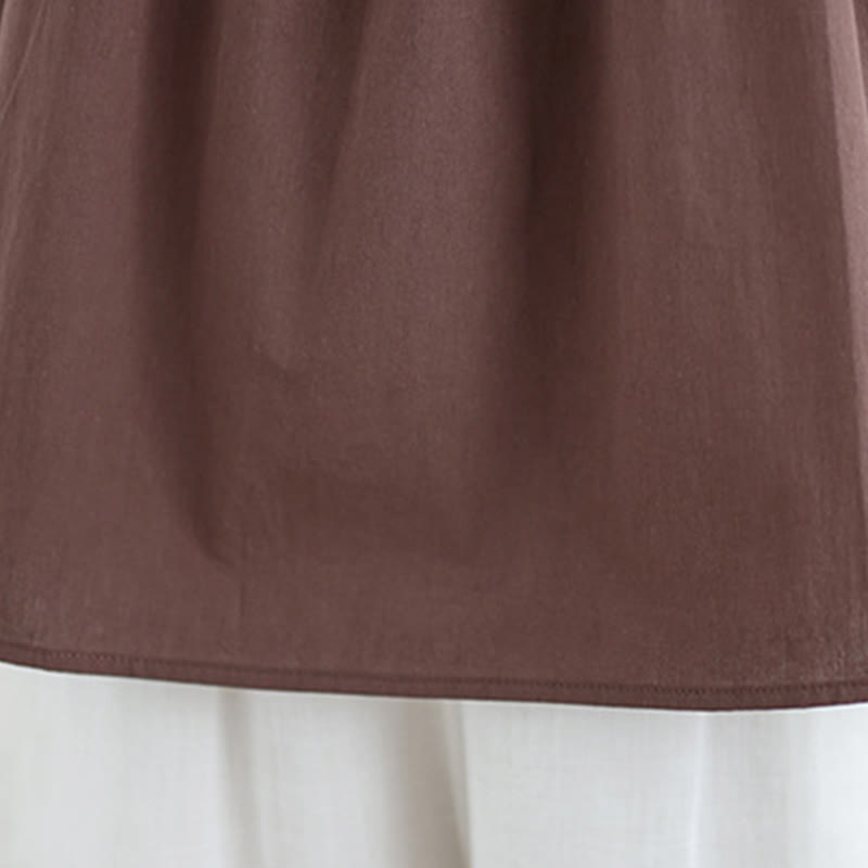 Buddha Stones Sommer Künstlerische einfarbige Plissee-Rundhals-Design Damen-Weste aus Baumwolle und Leinen - image 8