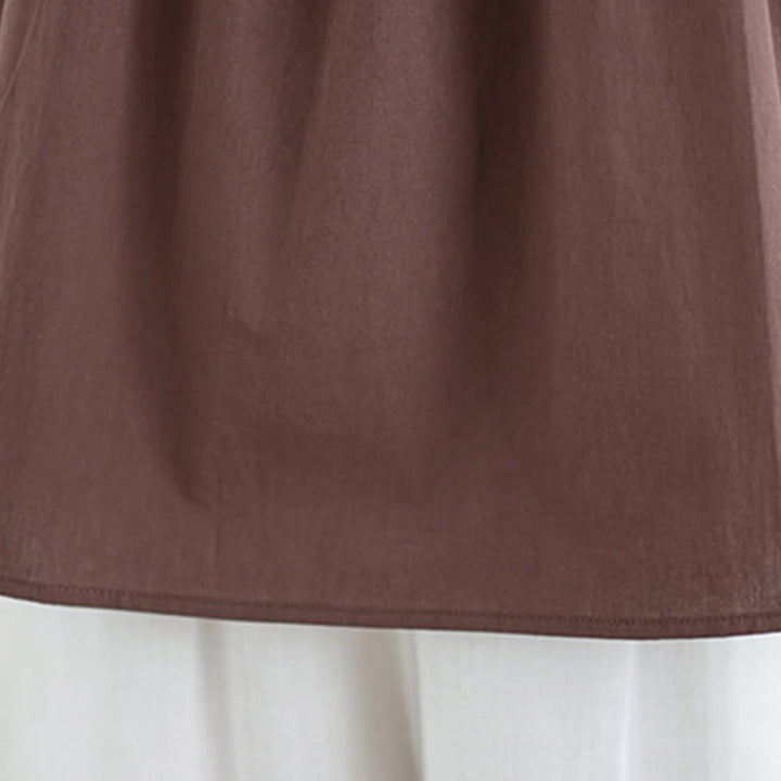 Buddha Stones Sommer Künstlerische einfarbige Plissee-Rundhals-Design Damen-Weste aus Baumwolle und Leinen - image 8