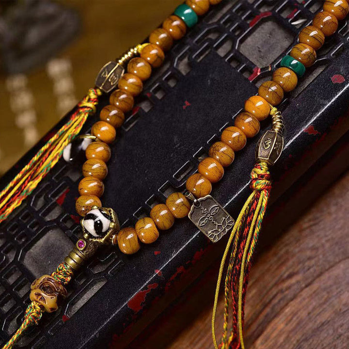 Buddha Stones, tibetische 108 Perlen, Knochenperlen, Dzi-Perlen, halten böse Geister fern, Mala