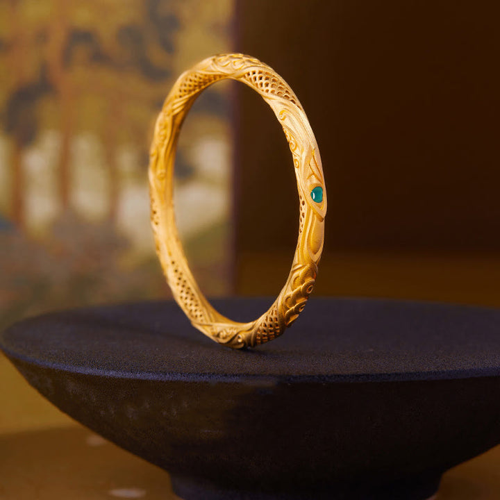 Buddha Stones 999 Sterling Silber Goldene Blume Hohl Design Segen Armband Armreif - image 2