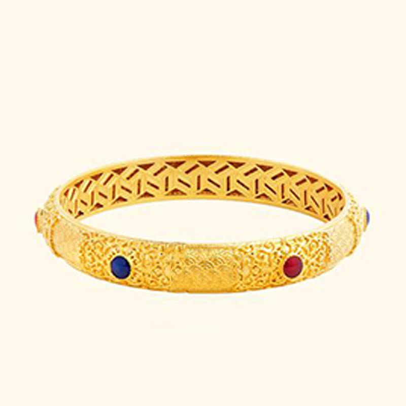 Buddha Stones 925 Sterling Silber Goldene Glückswolken Hohles Design Schutzarmband Armreif 2,20 Zoll (56 mm)