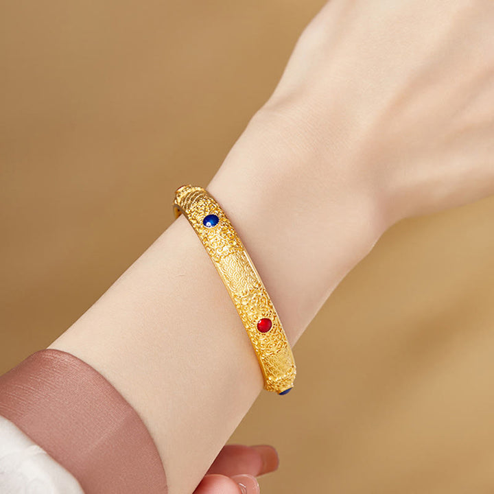 Buddha Stones 925 Sterling Silber Goldene Glückswolken Hohles Design Schutzarmband Armreif 2,20 Zoll (56 mm)