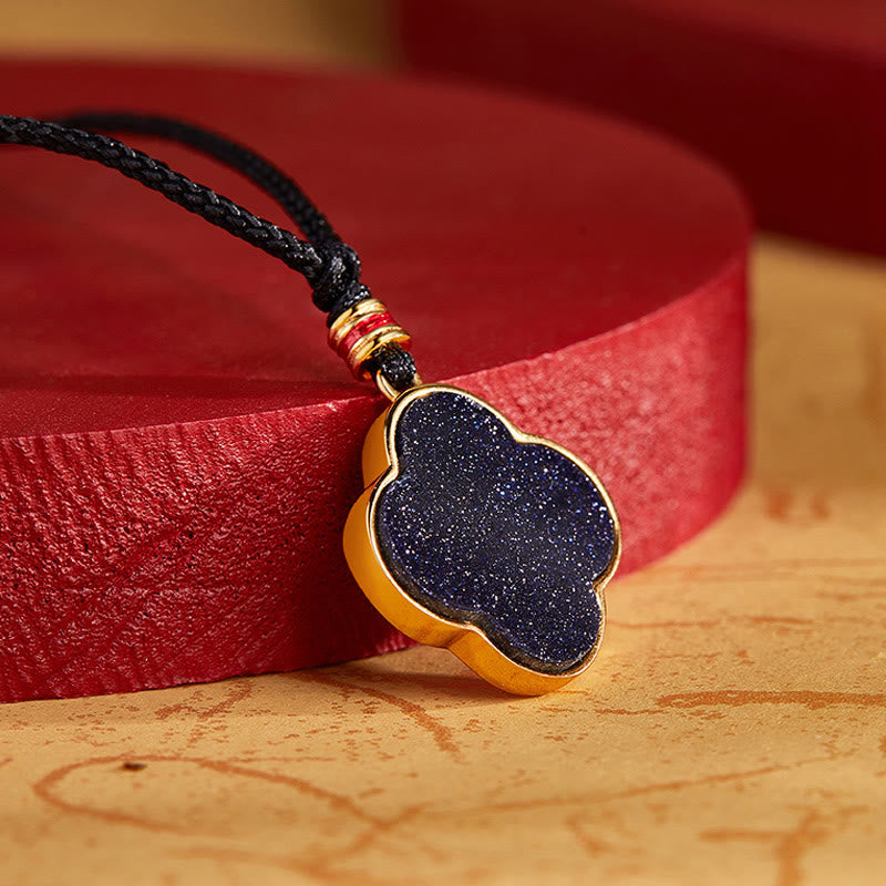 Buddha Stones 925 Sterling Silber Pflaumenblüte Katze Vierblättriges Kleeblatt Segen Halskette Anhänger - image 3