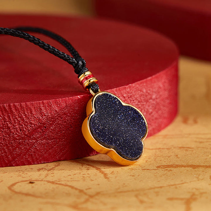 Buddha Stones 925 Sterling Silber Pflaumenblüte Katze Vierblättriges Kleeblatt Segen Halskette Anhänger - image 3