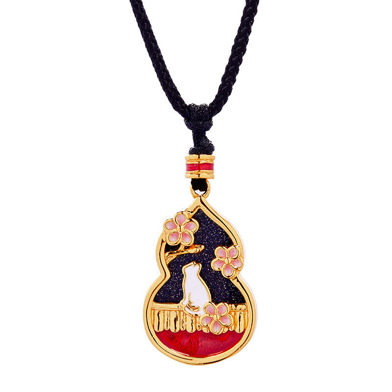 Buddha Stones 925 Sterling Silber Pfirsichblüte Katze Kürbis Muster Schutz Halskette Anhänger - image 8