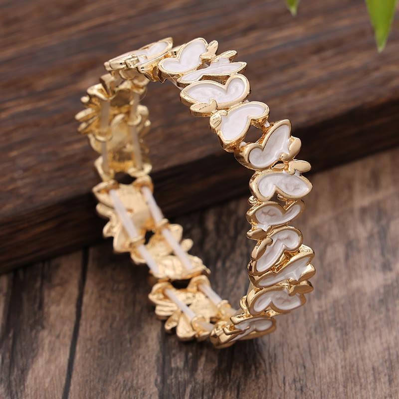 Buddha Stones Bunte Schmetterling Freiheit Legierung Elastisches Armband Armreif