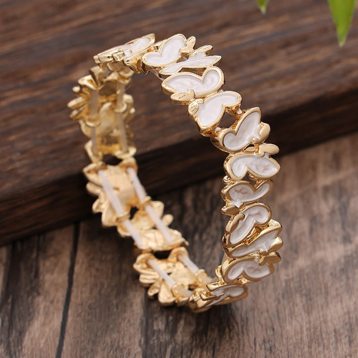 Buddha Stones Bunte Schmetterling Freiheit Legierung Elastisches Armband Armreif