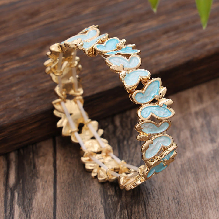 Buddha Stones Bunte Schmetterling Freiheit Legierung Elastisches Armband Armreif