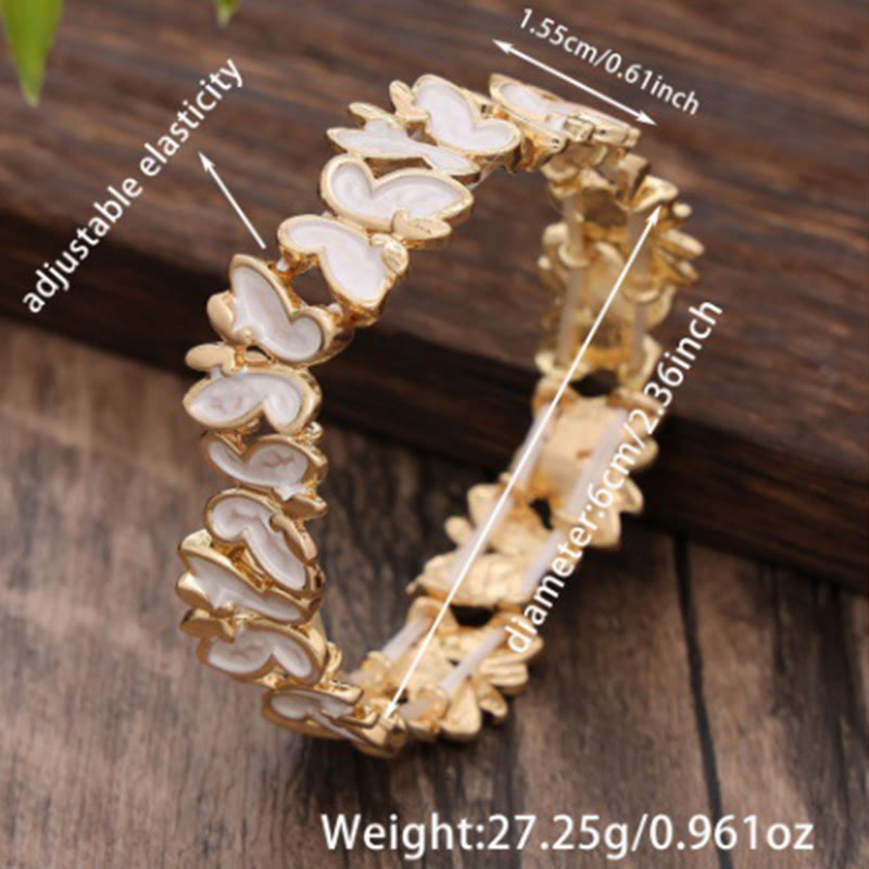 Buddha Stones Bunte Schmetterling Freiheit Legierung Elastisches Armband Armreif