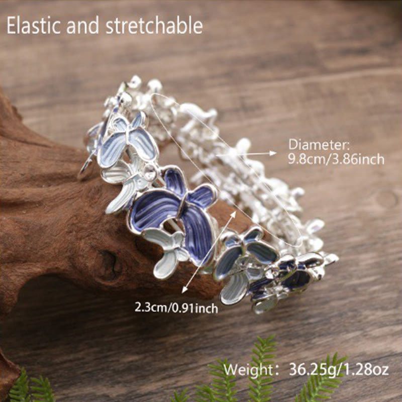 Buddha Stones Bunte Schmetterling Liebe Legierung Elastische Armband Armreif