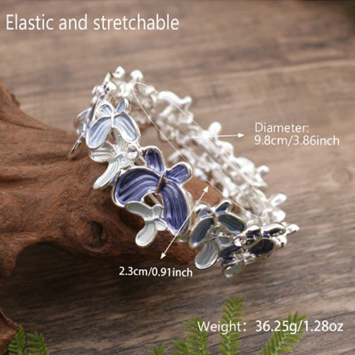 Buddha Stones Bunte Schmetterling Liebe Legierung Elastische Armband Armreif
