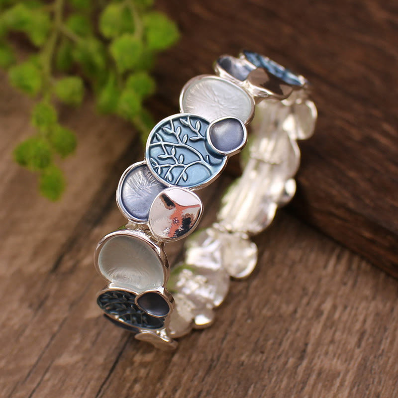 Buddha Stones, der Baum des Lebens, rundes Muster, Einheitslegierung, elastisches Armband