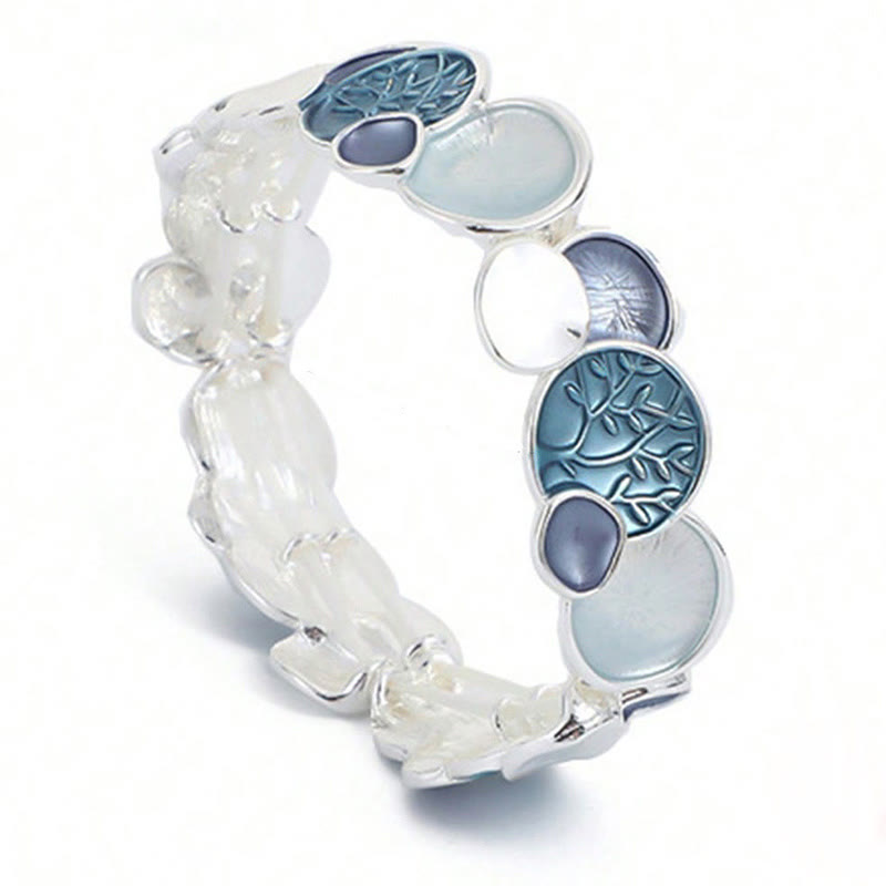 Buddha Stones, der Baum des Lebens, rundes Muster, Einheitslegierung, elastisches Armband