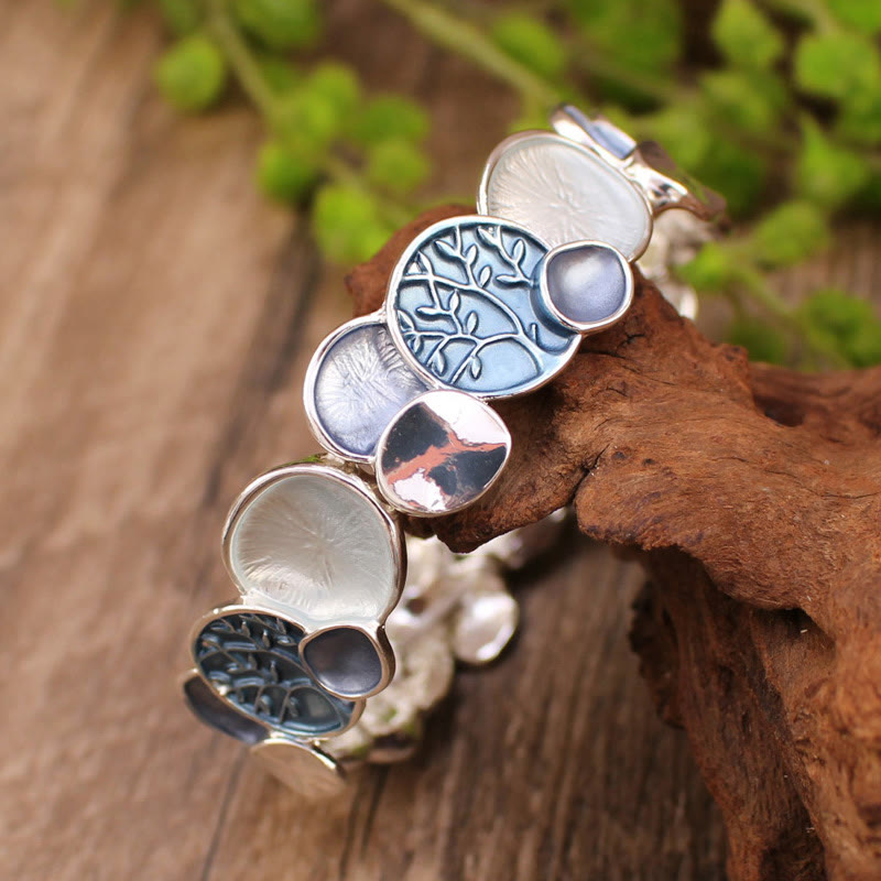 Buddha Stones, der Baum des Lebens, rundes Muster, Einheitslegierung, elastisches Armband