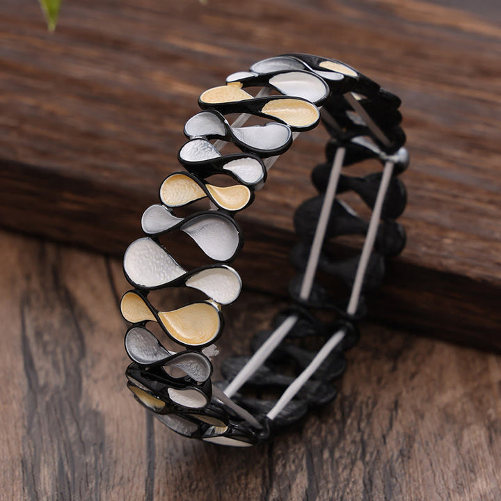 Buddha Stones, bunt, geometrisch, hohl, 8-förmig, Legierung, Heilung, elastisches Armband