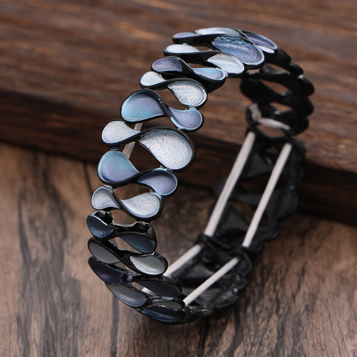 Buddha Stones, bunt, geometrisch, hohl, 8-förmig, Legierung, Heilung, elastisches Armband