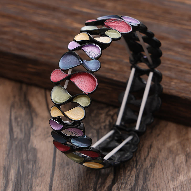 Buddha Stones, bunt, geometrisch, hohl, 8-förmig, Legierung, Heilung, elastisches Armband