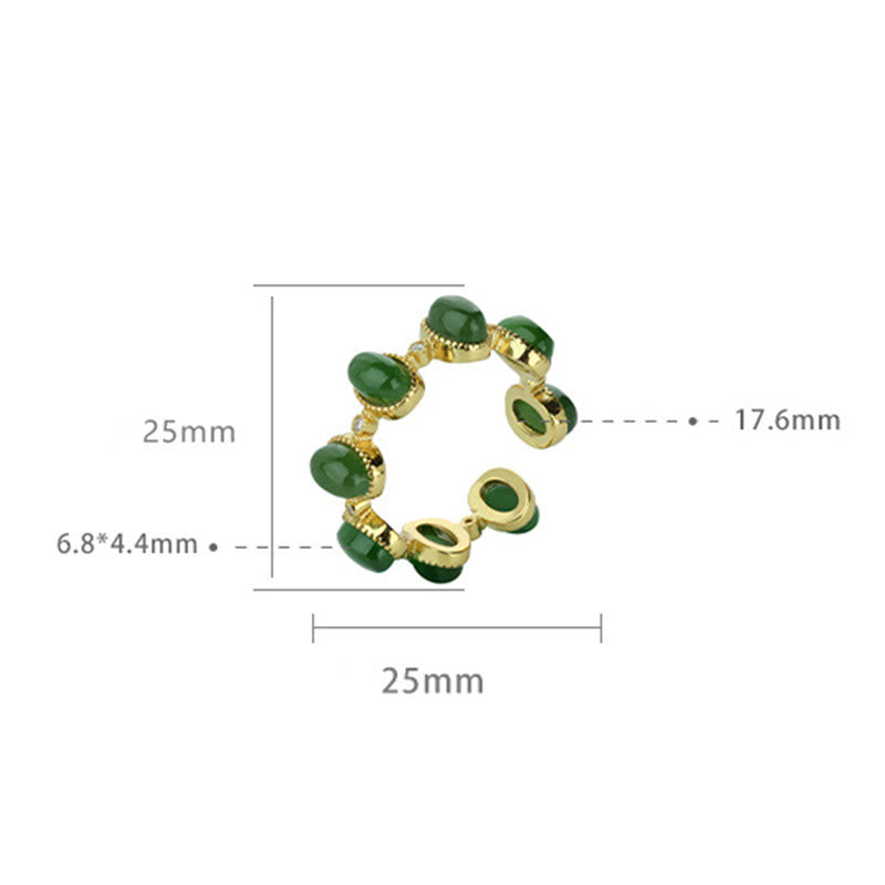 Buddha Stones 925 Sterling Silber Hetian Cyan Jade Perlen Heilung verstellbarer Ring - image 10