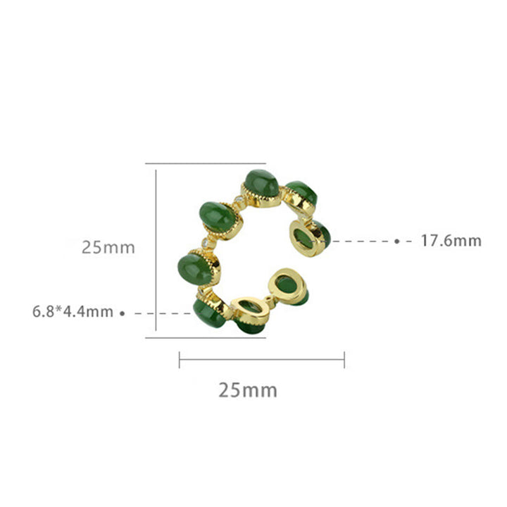 Buddha Stones 925 Sterling Silber Hetian Cyan Jade Perlen Heilung verstellbarer Ring - image 10