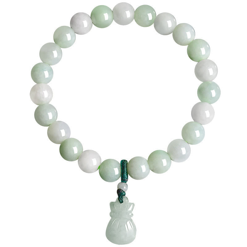 Buddha Stones Naturjade Geldbeutel-Anhänger Glücksarmband