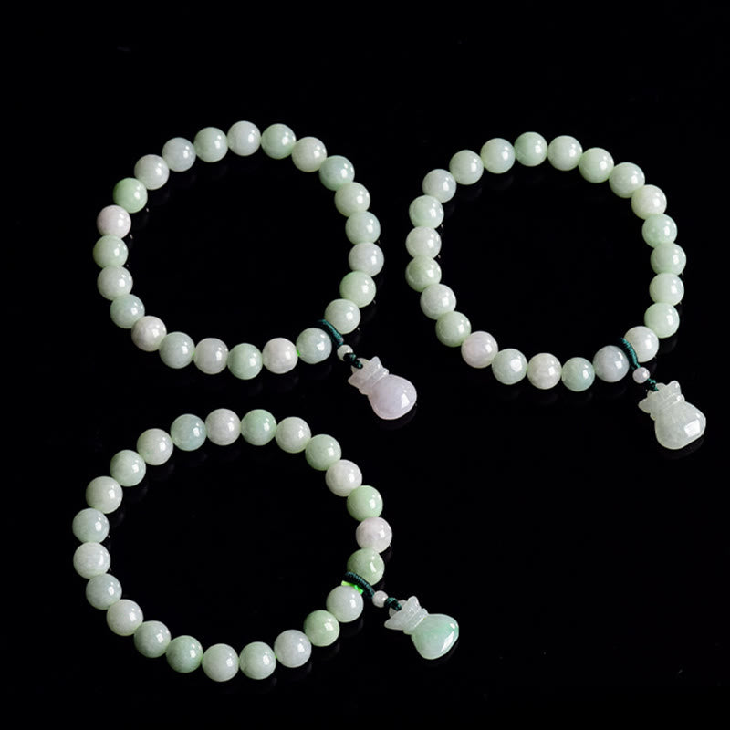 Buddha Stones Naturjade Geldbeutel-Anhänger Glücksarmband