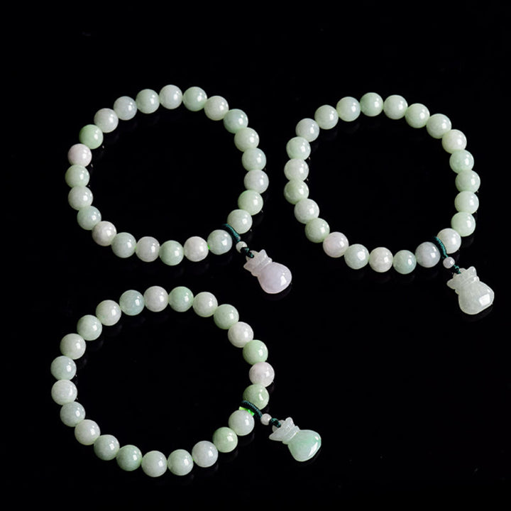 Buddha Stones Naturjade Geldbeutel-Anhänger Glücksarmband