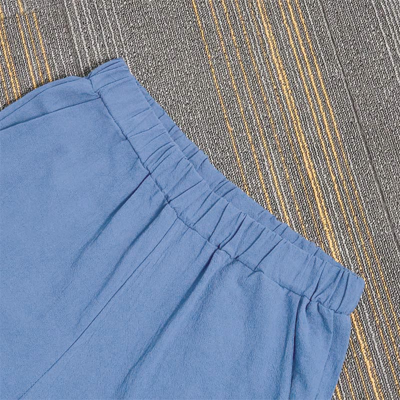 Buddha Stones Lässige Damenhose aus Baumwollleinen in reiner Farbe mit hohlen Knopfmanschetten und Taschen - image 35