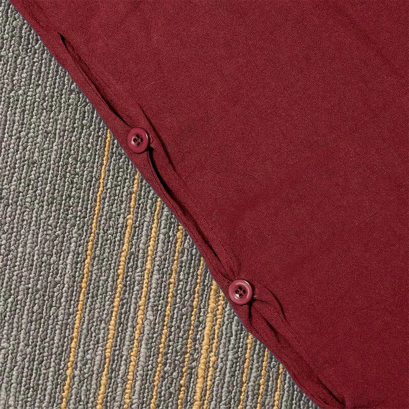 Buddha Stones Lässige Damenhose aus Baumwollleinen in reiner Farbe mit hohlen Knopfmanschetten und Taschen - image 39