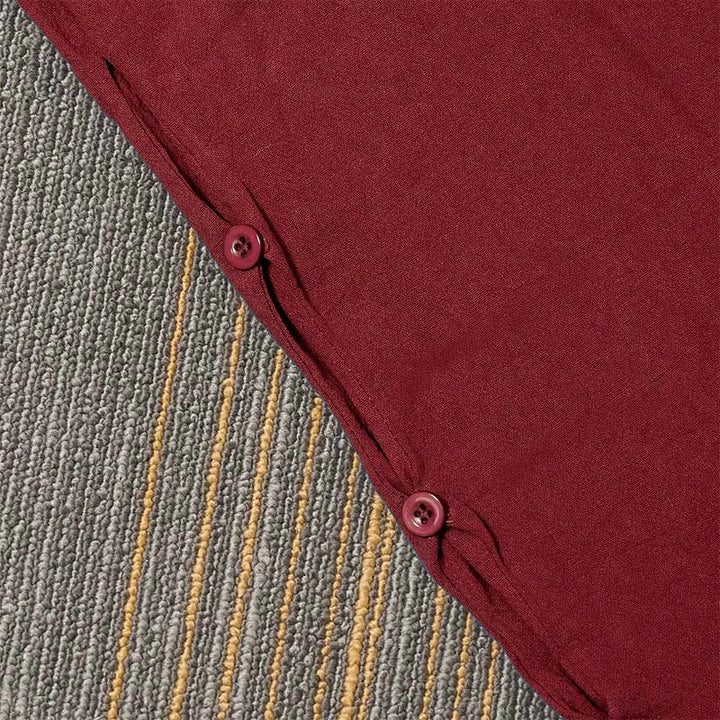 Buddha Stones Lässige Damenhose aus Baumwollleinen in reiner Farbe mit hohlen Knopfmanschetten und Taschen - image 39