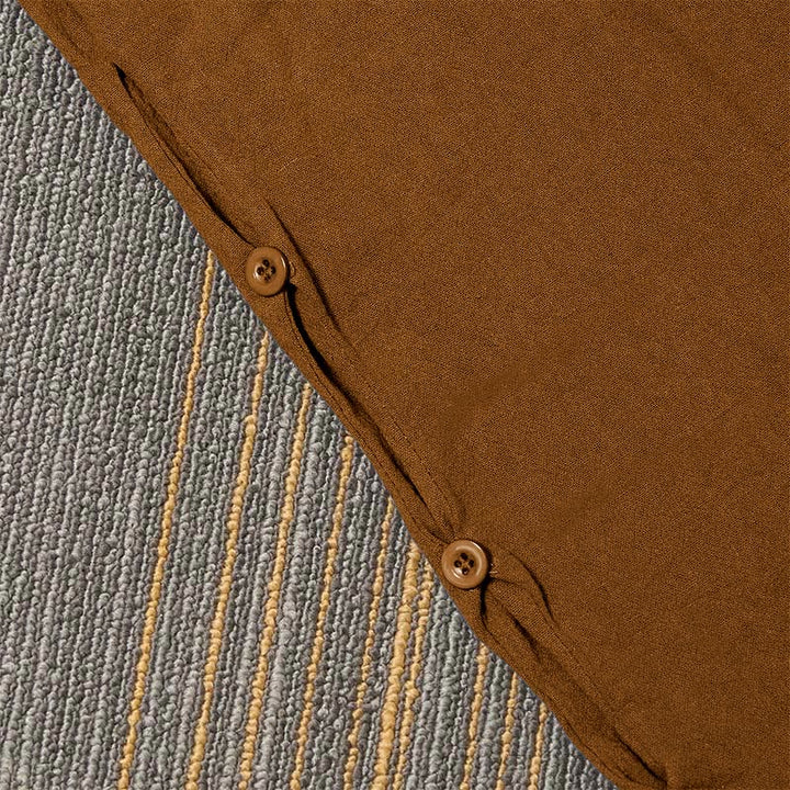 Buddha Stones Lässige Damenhose aus Baumwollleinen in reiner Farbe mit hohlen Knopfmanschetten und Taschen - image 36