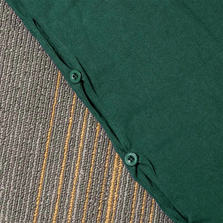 Buddha Stones Lässige Damenhose aus Baumwollleinen in reiner Farbe mit hohlen Knopfmanschetten und Taschen