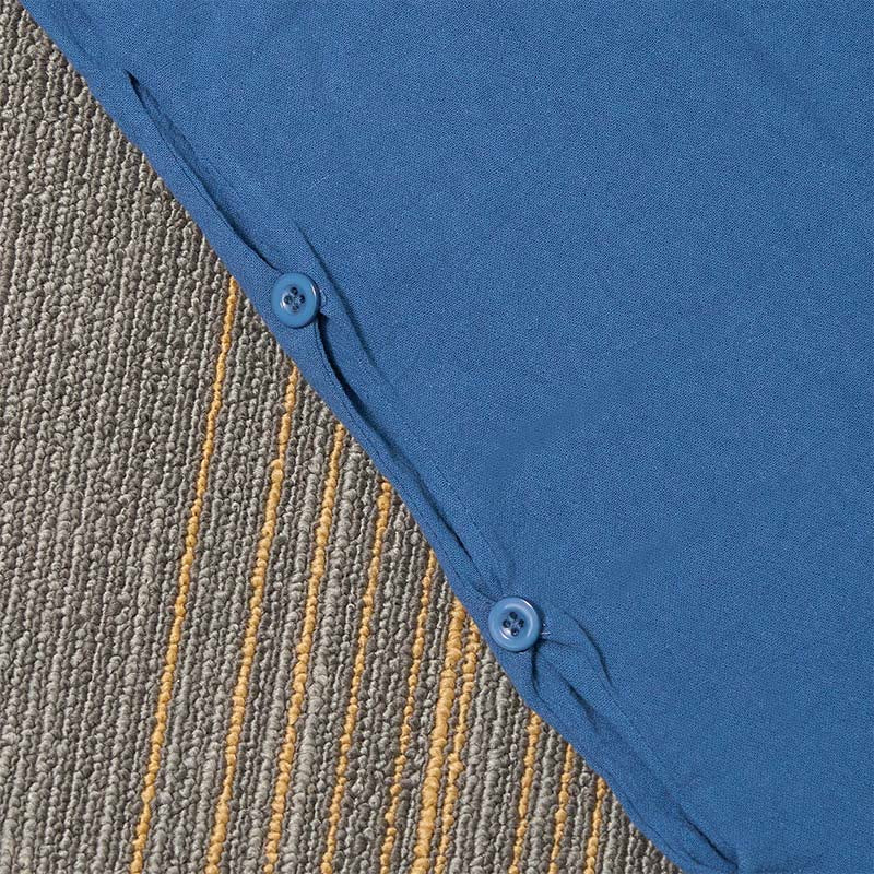 Buddha Stones Lässige Damenhose aus Baumwollleinen in reiner Farbe mit hohlen Knopfmanschetten und Taschen - image 46