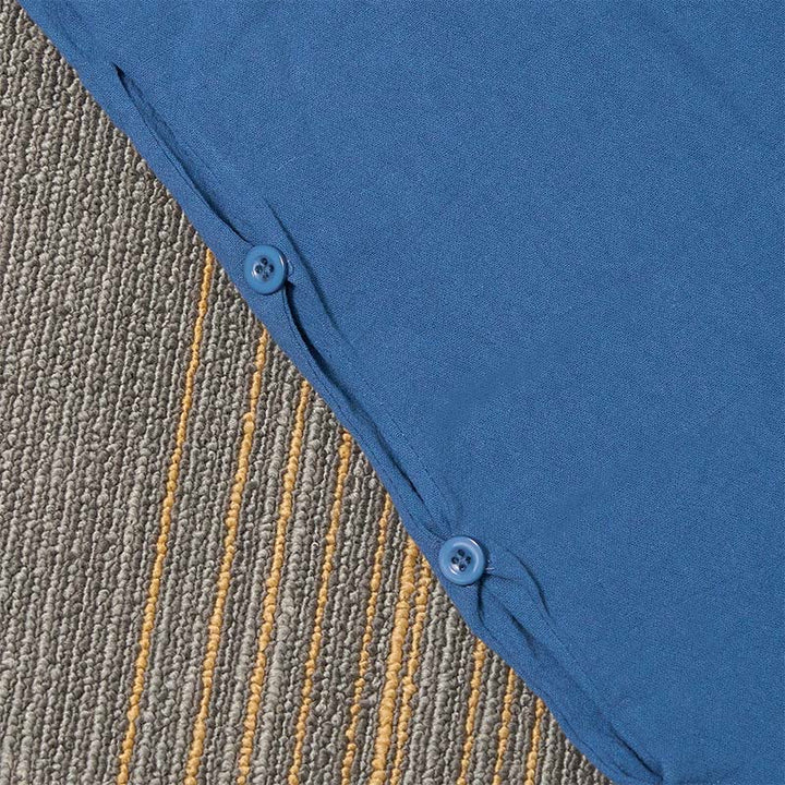 Buddha Stones Lässige Damenhose aus Baumwollleinen in reiner Farbe mit hohlen Knopfmanschetten und Taschen - image 46