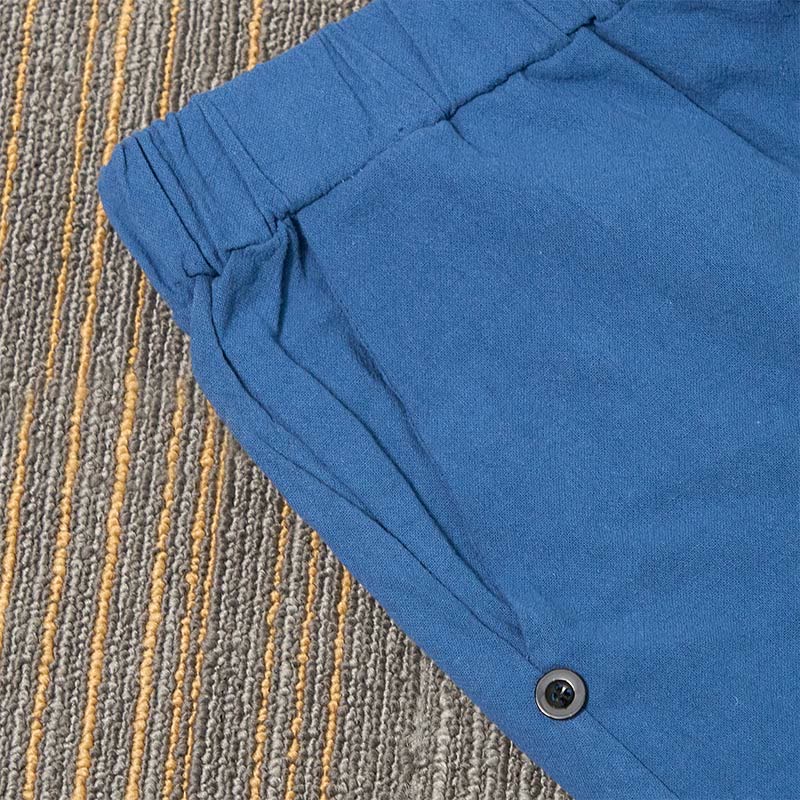 Buddha Stones Lässige Damenhose aus Baumwollleinen in reiner Farbe mit hohlen Knopfmanschetten und Taschen - image 45