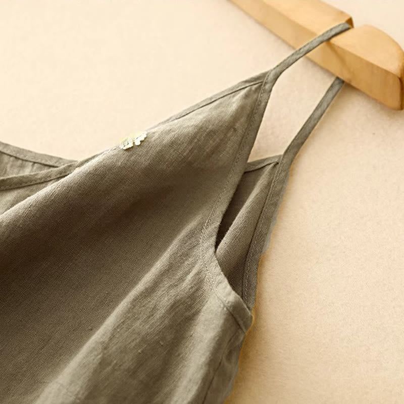 Ärmellose Weste aus Baumwolle und Leinen mit Buddha Stones und ethnischer Stickerei, asymmetrisches Design für Damen - image 3