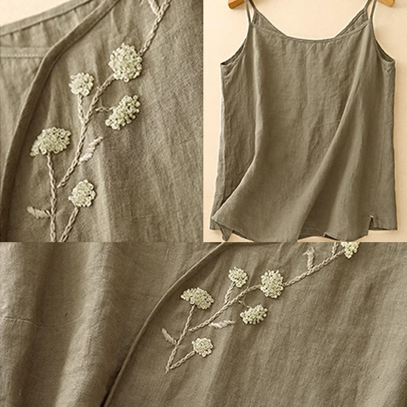 Ärmellose Weste aus Baumwolle und Leinen mit Buddha Stones und ethnischer Stickerei, asymmetrisches Design für Damen - image 5