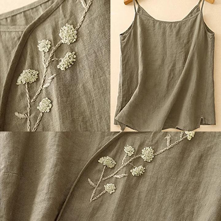 Ärmellose Weste aus Baumwolle und Leinen mit Buddha Stones und ethnischer Stickerei, asymmetrisches Design für Damen - image 5