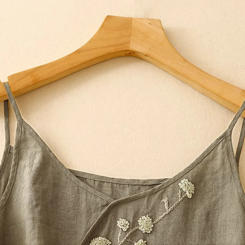 Ärmellose Weste aus Baumwolle und Leinen mit Buddha Stones und ethnischer Stickerei, asymmetrisches Design für Damen - image 2