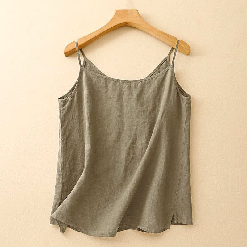 Ärmellose Weste aus Baumwolle und Leinen mit Buddha Stones und ethnischer Stickerei, asymmetrisches Design für Damen - image 1