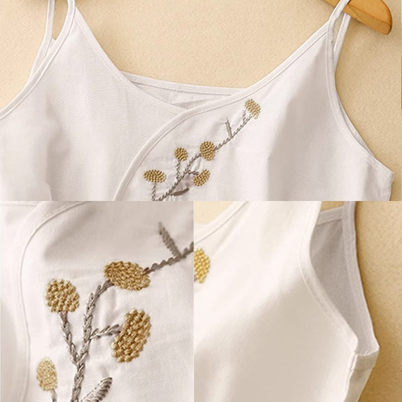 Ärmellose Weste aus Baumwolle und Leinen mit Buddha Stones und ethnischer Stickerei, asymmetrisches Design für Damen - image 9