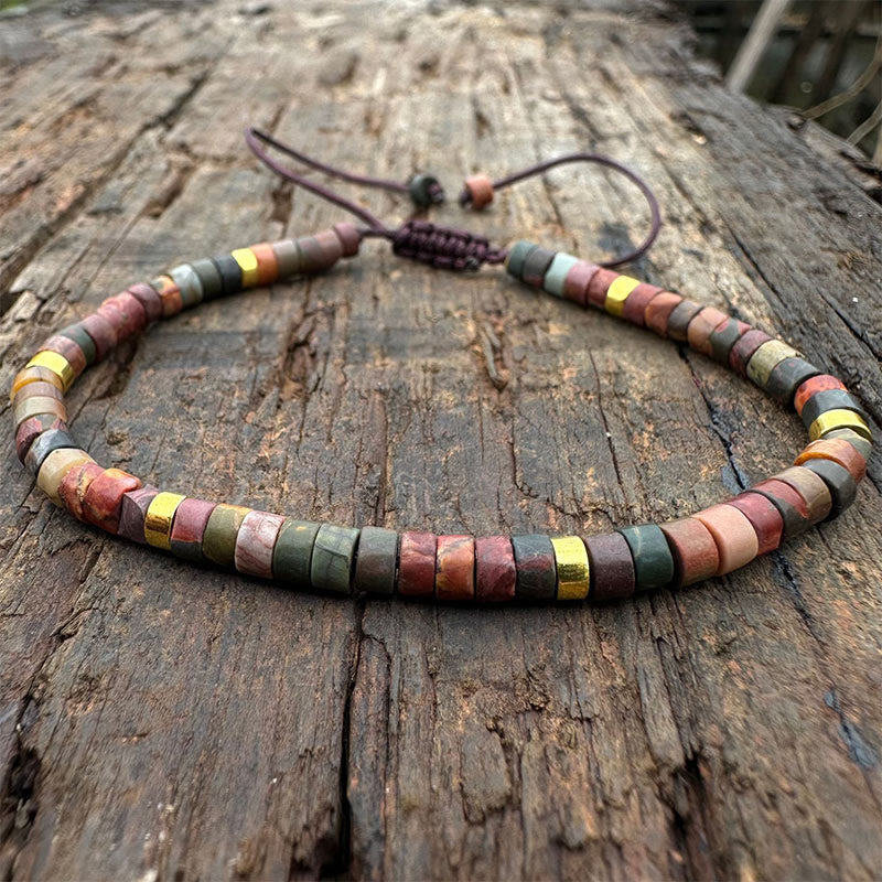 Buddha Stones Rhodonit Heilende Beziehungen Spacer Bead Armband