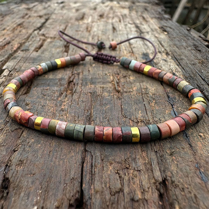 Buddha Stones Rhodonit Heilende Beziehungen Spacer Bead Armband