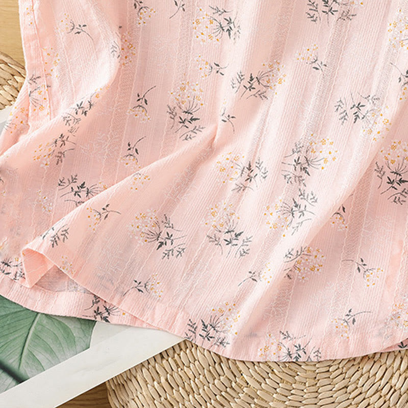 Buddha Stones Retro-Druck Blumenpflanzenmuster Chinesisches Froschknopf-Design Ärmellose Damen-Baumwollweste - image 16