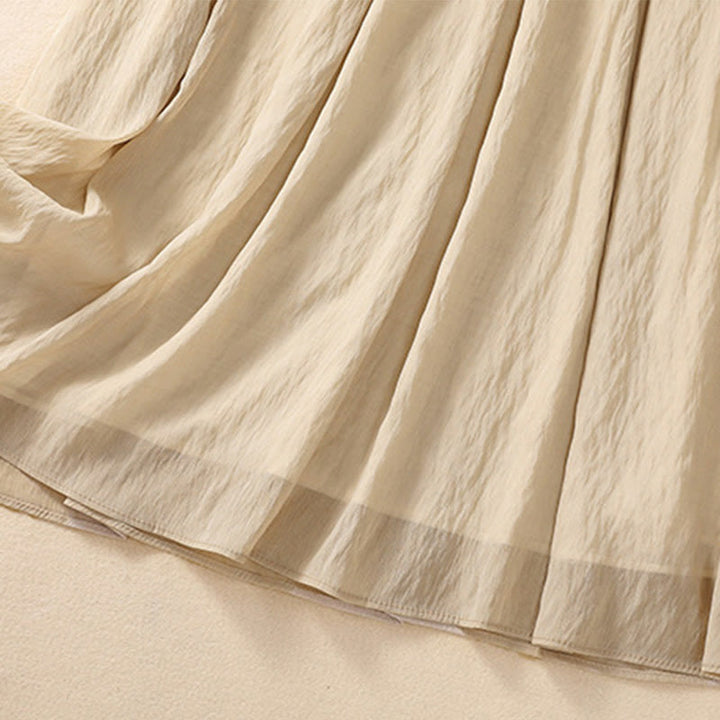 Buddha Stones Lässiger Damen-Rock aus Baumwolle und Leinen in Kontrastfarbe mit Plissee und Schnürung in der Länge 7–8 - image 6