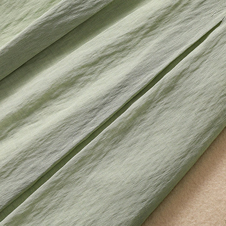 Buddha Stones Lässiger Damen-Rock aus Baumwolle und Leinen in Kontrastfarbe mit Plissee und Schnürung in der Länge 7–8 - image 31