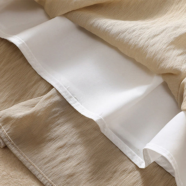 Buddha Stones Lässiger Damen-Rock aus Baumwolle und Leinen in Kontrastfarbe mit Plissee und Schnürung in der Länge 7–8 - image 8